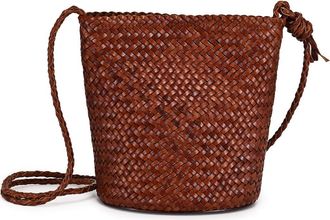 OLD TREND Reed Genuine Leather Woven Barrel Crossbody Bag in Brown at Nordstrom