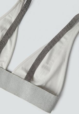 Brunello Cucinelli Stretch Cotton Blend Bralette - White