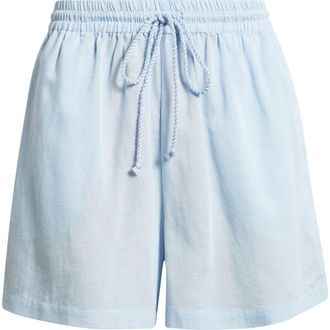 Nordstrom Linen Blend Drawstring Cover-Up Shorts in Blue Floaty at Nordstrom, Size X-Large