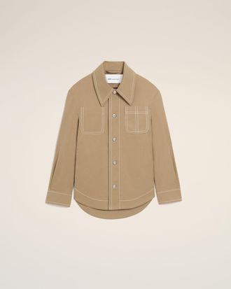 Ami Beige Cotton Worker Buttoned Jacket Beige - XXS - Unisex