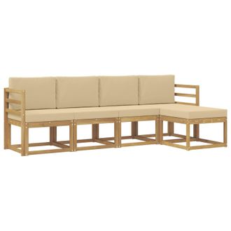 vidaXL Conjunto De Sof&aacute;s De Exterior Con Coj&iacute;n 5 Pcs Y Beige Vidaxl