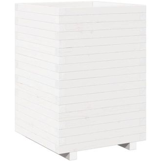 vidaXL Jardinera Madera Maciza De Pino Blanco 50x50x72,5 Cm Vidaxl