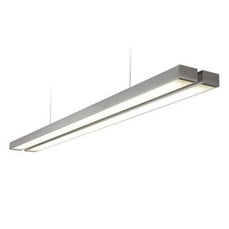 Netlighting Borde Integrated LED Linear Baton Pendant Twin Bar Silver Opal