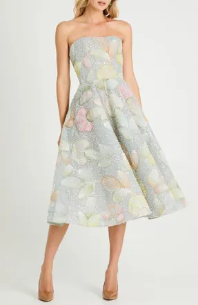Helsi Vivi Strapless Cocktail Dress in Seafoam Multi at Nordstrom, Size X-Large