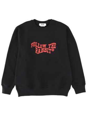 Msgm Black Crew Neck Sweatshirt