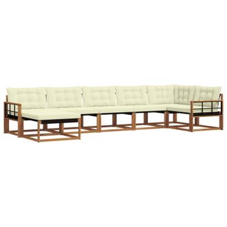 vidaXL Conjunto De Sof&aacute;s De Exterior Con Coj&iacute;n 7 Pcs Natural Y Crema Vidaxl