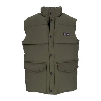 Iuter Vests, male, Green, Size: S Army Sleeveless Down Jacket with Pockets