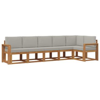 vidaXL Conjunto De Sof&aacute;s De Exterior 6 Pcs Gris Natural Y Claro Vidaxl