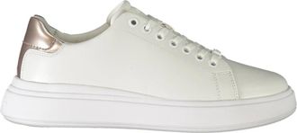 Calvin Klein Sportieve witte vetersneakers met contrastdetails - Dames - Sneakers - Wit - 36 EU - Schoenen