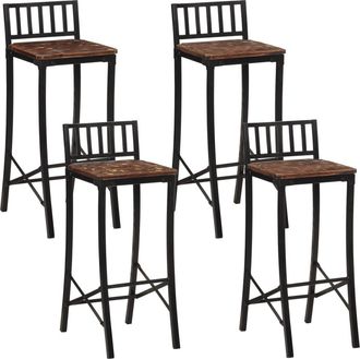 vidaXL Vidaxl - Taburetes Altos 4 Unidades Madera Maciza Reciclada