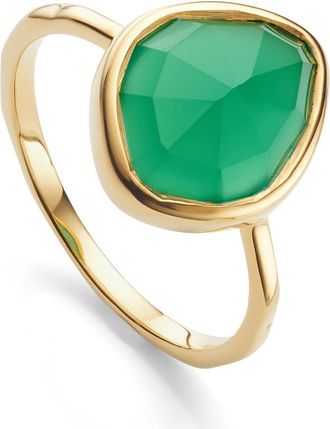 Monica Vinader Gold Siren Small Nugget Stacking Ring Green Onyx