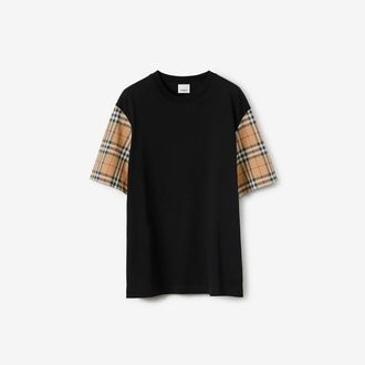 Burberry Check Sleeve Cotton T-shirt
