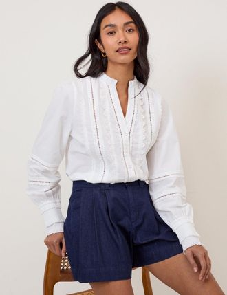 Nobody's Child Dark Blue Pleated High Waisted Shorts