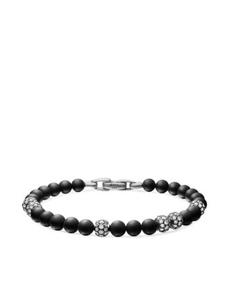 David Yurman Sterling zilveren Spiritual Beads pav&eacute; armband (6mm)