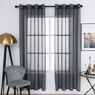 OEM Juego De 2 Cortinas Semitransparentes De Voile De Poli&eacute;ster Color Beige Con Ojales, 140 X 137 Cm, Para Sal&oacute;n/dormitorio
