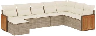 vidaXL Vidaxl - Juego De Sof&aacute;s De Jard&iacute;n Con Cojines Beige 8 Pzas Rat&aacute;n Pe