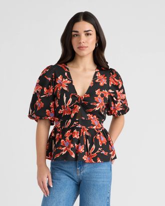 NVLT Womens Puff Sleeve Top