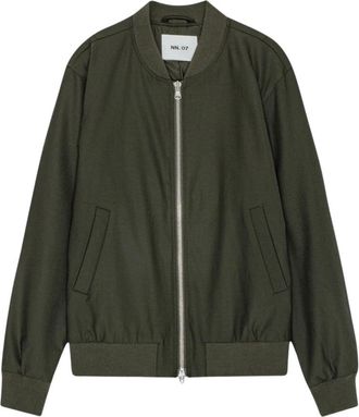 Nn.07 Donkere Leger Wolblend Bomberjack - Heren - Bomber jackets - Groen - S - Wol - Jassen