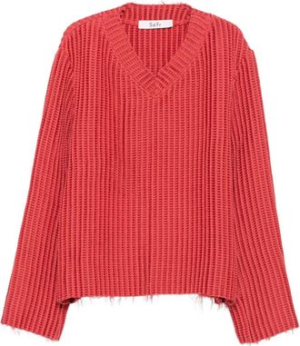 Séfr Maglione Agustin con maglia a nido dape - Rosso