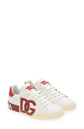 Dolce & Gabbana Portofino Sneaker in White/Poppy at Nordstrom, Size 8Us