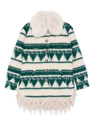 Ava Adore Faux Fur Fringe Coat - Green