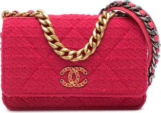 Chanel Pre-owned Womens 19 Mini Flap Bag - Poppy Textile - One Size