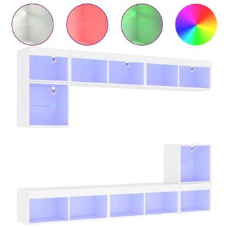 Berkfield Home 8 Piece TV Wall Units with LED White Engineered Wood