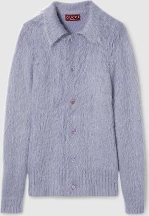 Gucci Brushed Wool Mohair Cardigan, Size XXXL, Blue, Ready-to-wear