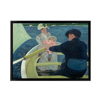 Artery8 Mary Cassatt The Boating Party Framed Canvas Wall Art Print in Blue | Size: W24 x H32