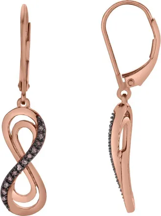 LuvMyJewelry Vireya Sterling Silver 0.08 Ct Diamond Infinity Dangle Earrings in Pink Rhodium Sterling Silver at Nordstrom