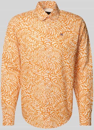 Napapijri Freizeithemd mit Label-Stitching Modell RONGE in Orange, Gr&ouml;&szlig;e M