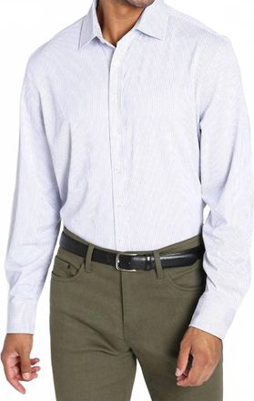 Jachs NY Warp Knit Bamboo Shirt In Navy Stripe