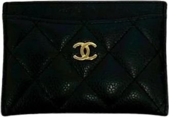 Chanel Pre-owned Caviar Leather Card Case - Dames - Vintage Accessoires - Zwart - ONE Size - Leer - Vintage
