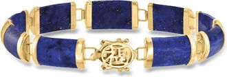 Ross-Simons Lapis and 14kt Yellow Gold Good Fortune Chinese Character Bracelet