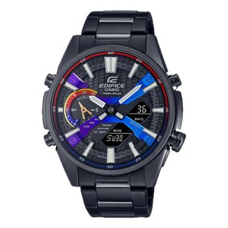Casio Mens CASIO EDIFICE Precise Time Solar Energy Casual Watch Solar Powered Mens Black Analog ECB-S100HG-1A