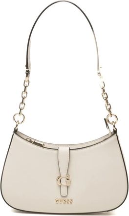 Guess Tassen, Dames, Beige, ONE Size, Leer, Carrie Top Zip Shoulder Bag