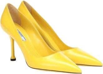 Prada Yellow Leather Heeled Pumps Size 40