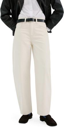 Mango High Waist Barrel Jeans in Off White at Nordstrom, Size 14