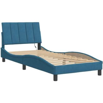 vidaXL Estructura De Cama Con Led Sin Colch&oacute;n Hanko Terciopelo Azul 90x190 Cm Vidaxl