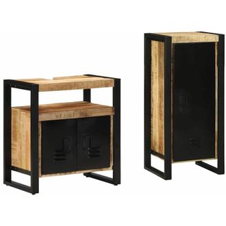 vidaXL Juego De Muebles De Ba&ntilde;o Con Caj&oacute;n 2 Pcs Madera De Mango Maciza Vidaxl