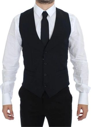 Dolce & Gabbana Blauwe Wol Formele Jurk Vest Gilet - Heren - Gillet - Blauw - XS - Wol - Kostuums