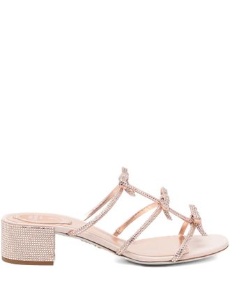 Rene Caovilla 40 mm sandalen verfraaid met kristallen en lint - Roze