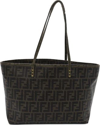 Fendi Fendi Tobacco Zucca Leather Spalmati Small Roll Tote (Authentic Pre-Loved)