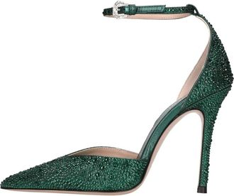 Gedebe Anitta Satin and Rhinestone Slingback Pumps - Dames - Pumps - Groen - 37 EU - Leer - Schoenen