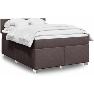 vidaXL Cama Box Spring Con Colch&oacute;n Tela Marr&oacute;n Oscuro 140x190 Cm Vidaxl