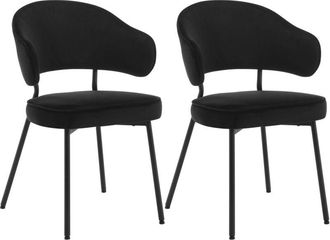 Woltu Set Of 2 Dining Chairs Velvet Seat Metal Legs Kitchen Lounge Living Room Chair Home Black