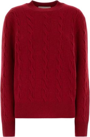 Ami Kabel Gebreide Wol Vest - Dames - Ronde hals truien - Rood - M - Wol - Truien & Vesten