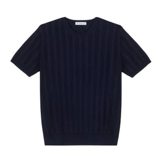 Manuel Ritz Round-neck Knitwear, male, Blue, Size: XL T-shirt M/M in Filo