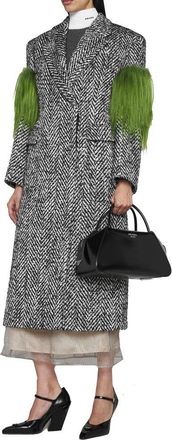 Prada Womens Gray Wool Coat Clothing