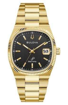 Bulova Super Seville Goldtone Bracelet Watch, 37.5mm in Black/Gold-Tone at Nordstrom